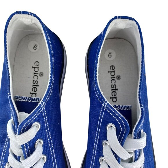 EPIC STEP LOW TOP DENIM CANVAS CASUAL LACE UP SNEAKERS WOMEN SIZE 9 BLUE WHITE - Picture 8 of 9